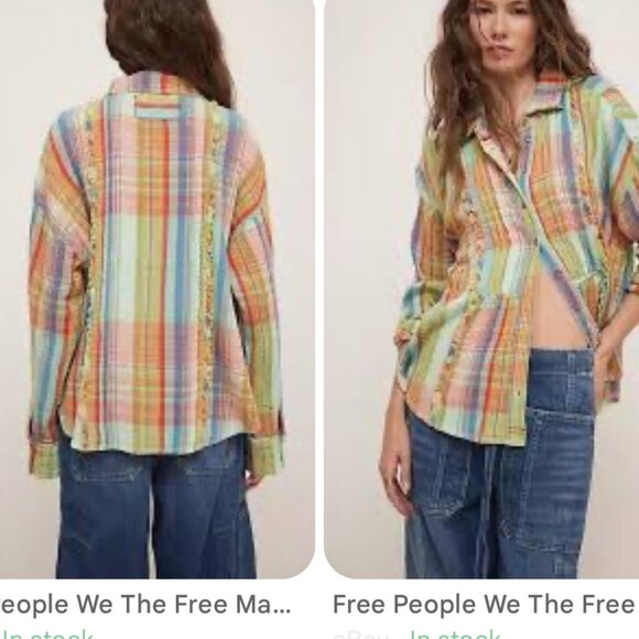 Free People Colorful Plaid Women's Top - Picture 2 of 2